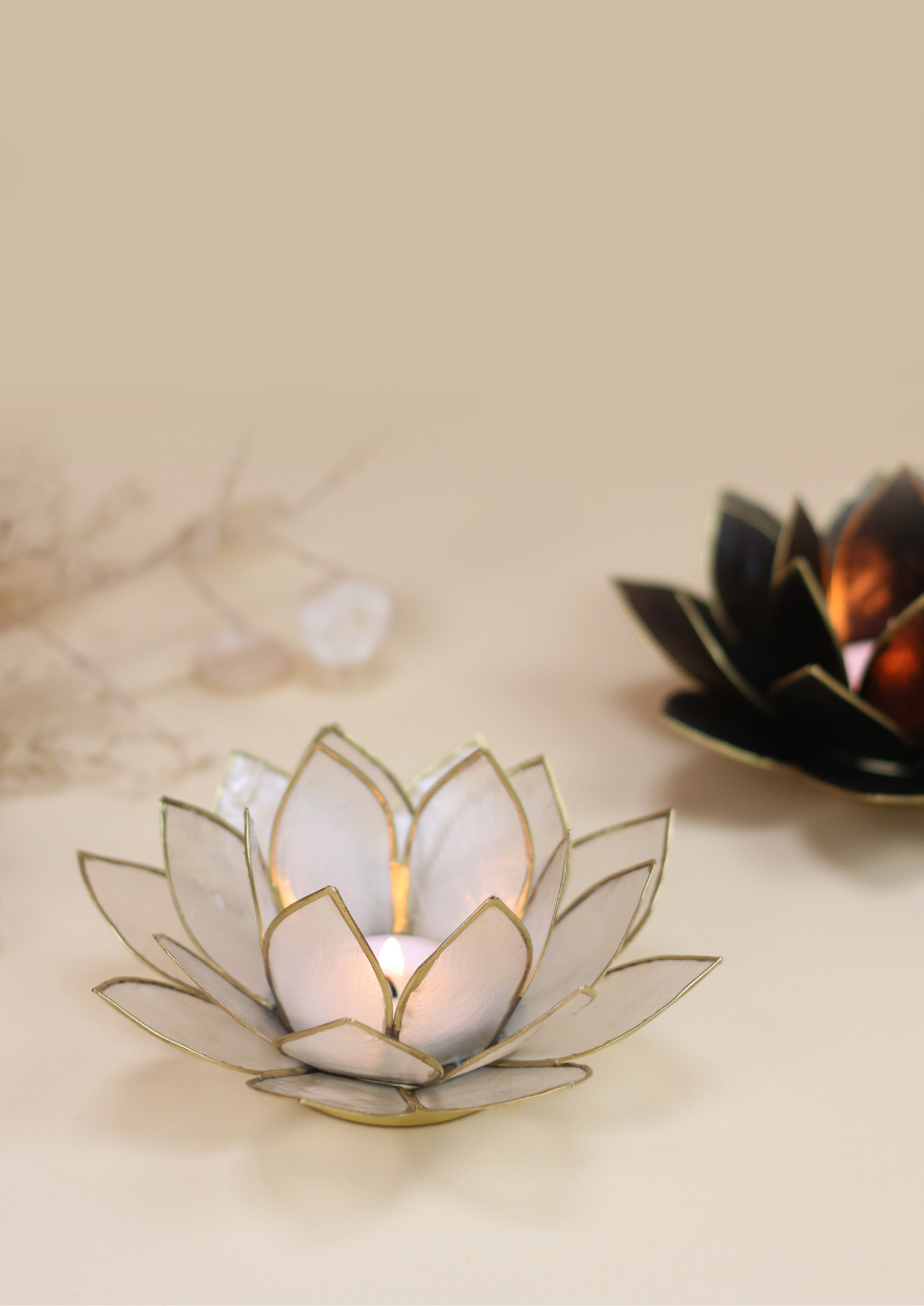 Lotus Teelichthalter Natur