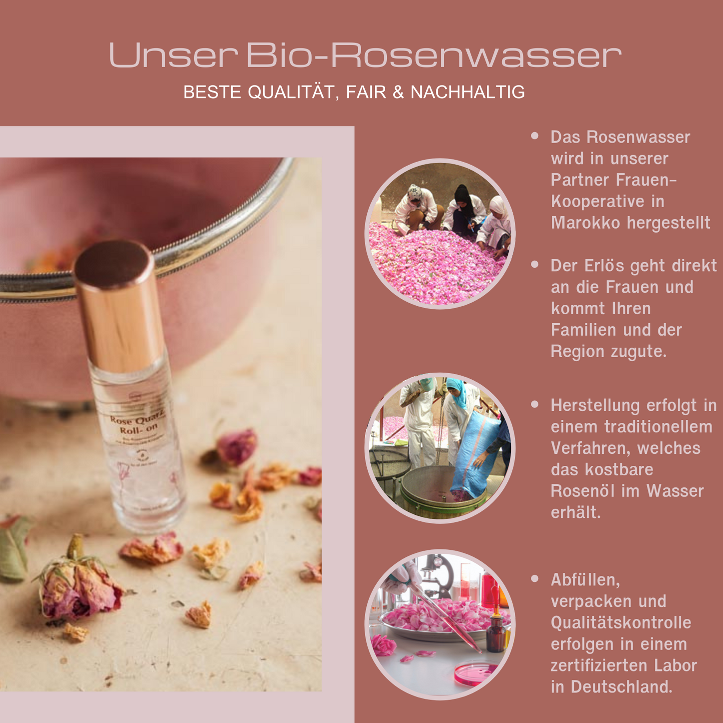 BEAUTY RITUAL BOX - Rosenquarz Roller, Gua Sha und Roll-on mit Bio Rosenwasser