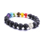 Chakra Lavastein Armband 8 mm Perlenarmbänder Naturstein Lebensbaum Geschenk für Mann und Frau in Geschenkbox.