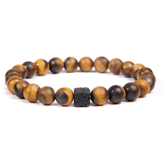 Naturstein Armband 8 mm  Quadratisches vulkanisches Lavasteinarmband. Geschenk für Mann und Frau in Geschenkbox.
