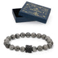 Naturstein Armband 8 mm  Quadratisches vulkanisches Lavasteinarmband. Geschenk für Mann und Frau in Geschenkbox.