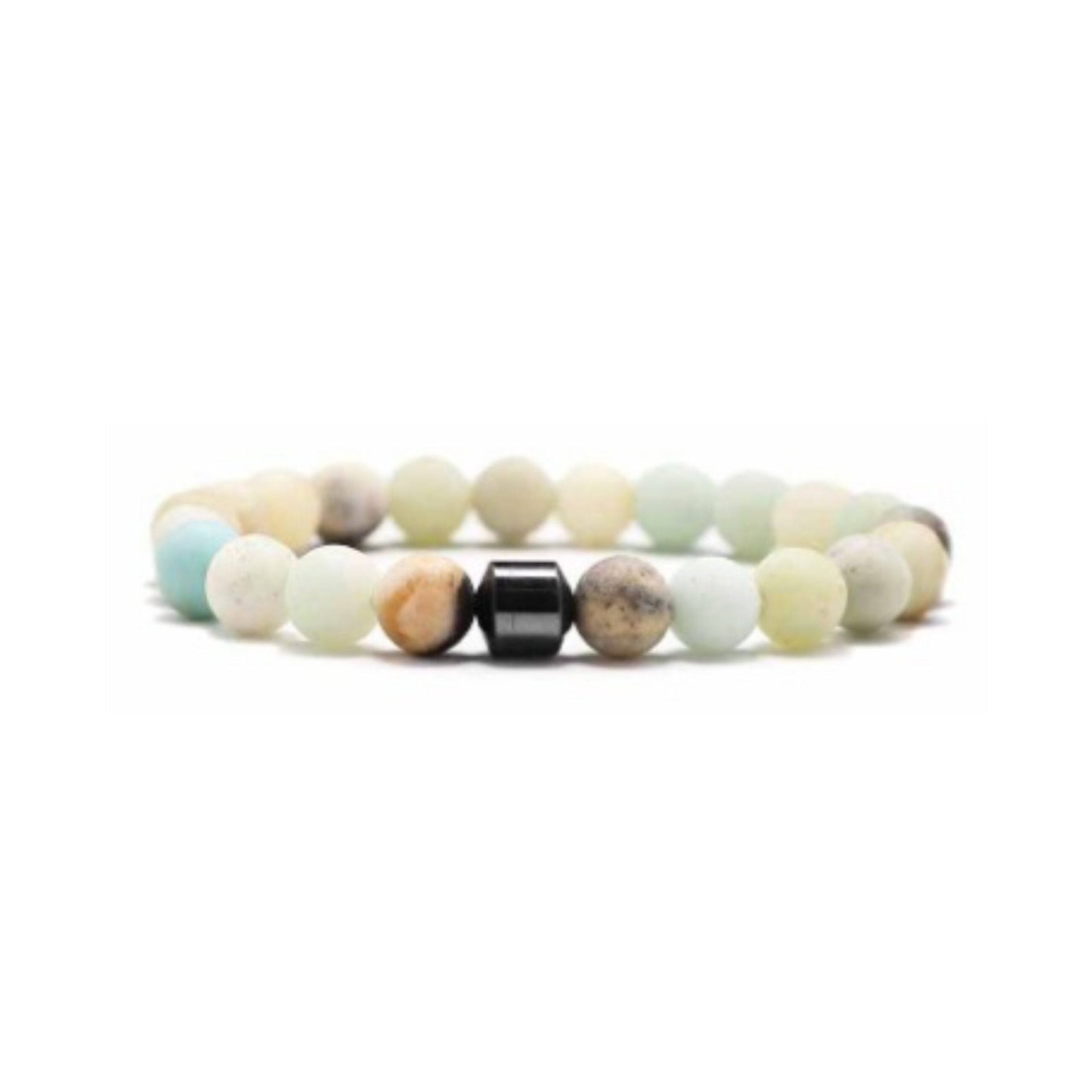 Hematit - Amazonit 8mm Perlenarmband Edelstein mit hochwertigen elastischen und reißfesten Band. Geschenk für Mann und Frau in Geschenkbox.