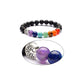 Chakra Lavastein Armband 8 mm Perlenarmbänder Naturstein Lebensbaum Geschenk für Mann und Frau in Geschenkbox.