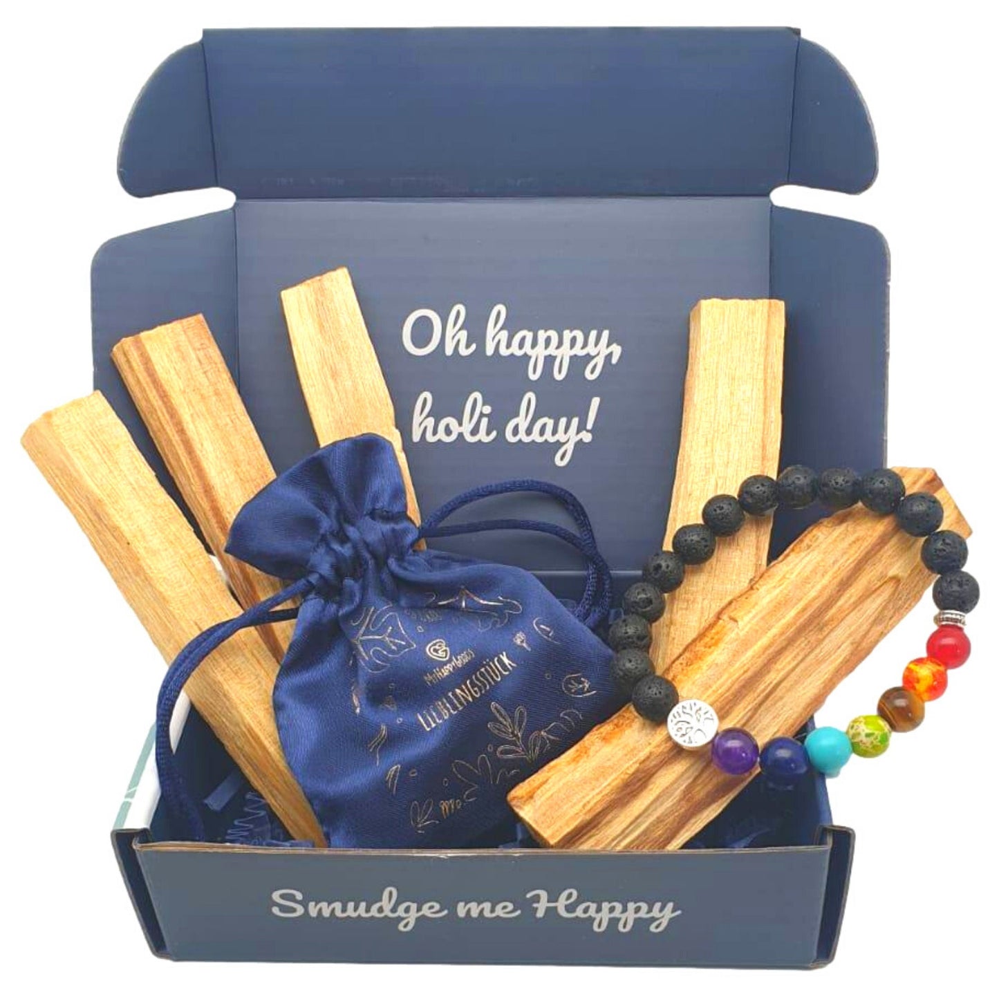 Räucherset - 50 g Palo Santo - 7 Chakra Perlenarmband für Damen und Herren - Yoga Armband - Meditation Inkl. wunderschöner Geschenkbox