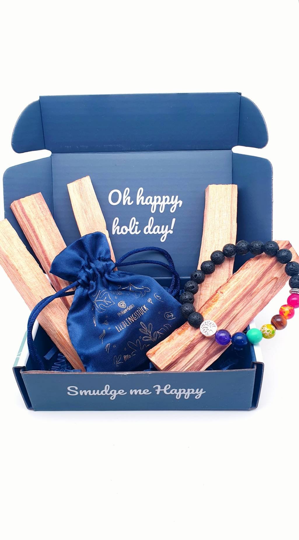 Räucherset - 50 g Palo Santo - 7 Chakra Perlenarmband für Damen und Herren - Yoga Armband - Meditation Inkl. wunderschöner Geschenkbox